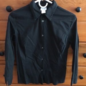 ANN TAYLOR LOFT Stretch Black Fitted Blouse